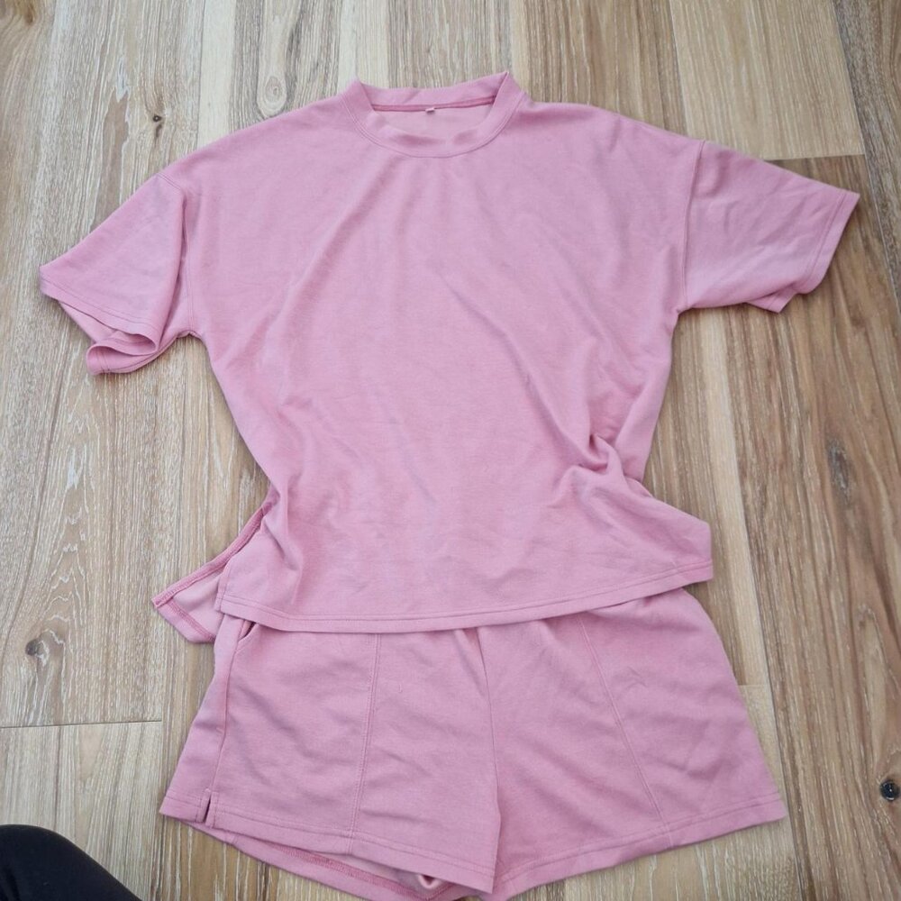 Pink casual set - top and shorts #pink
